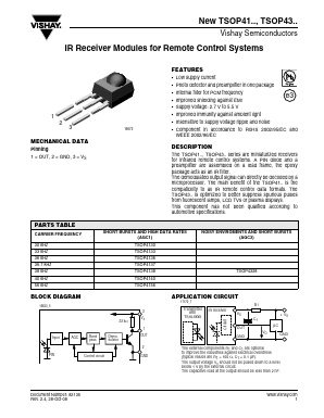 TSOP4338 Datasheet PDF Vishay Semiconductors