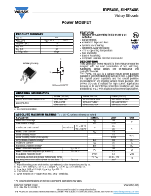 IRF540S Datasheet PDF Vishay Semiconductors