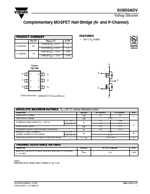 SI3850ADV-T1-E3 Datasheet PDF Vishay Semiconductors