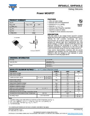 SIHF840LC Datasheet PDF Vishay Semiconductors