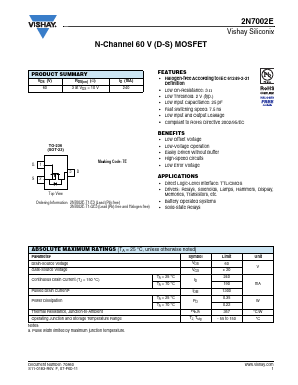 2N7002E Datasheet PDF Vishay Semiconductors