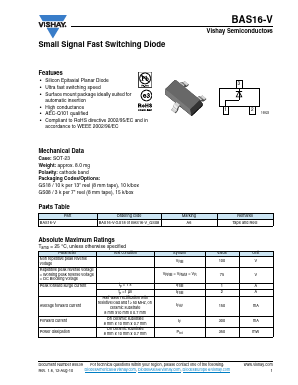 BAS16-V Datasheet PDF Vishay Semiconductors