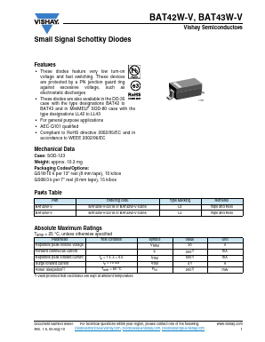 BAT42W-V-GS08 Datasheet PDF Vishay Semiconductors
