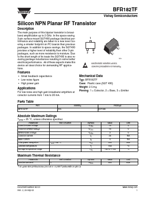 BFR182TF Datasheet PDF Vishay Semiconductors