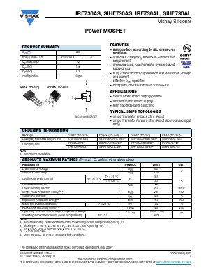 IRF730ASTRRPBF Datasheet PDF Vishay Semiconductors