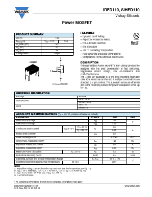 SIHFD110 Datasheet PDF Vishay Semiconductors