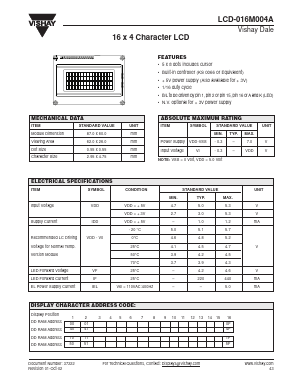 LCD-016M004A Datasheet PDF Vishay Semiconductors
