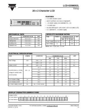 LCD-020M002L Datasheet PDF Vishay Semiconductors