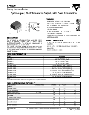SFH600-2X007 Datasheet PDF Vishay Semiconductors