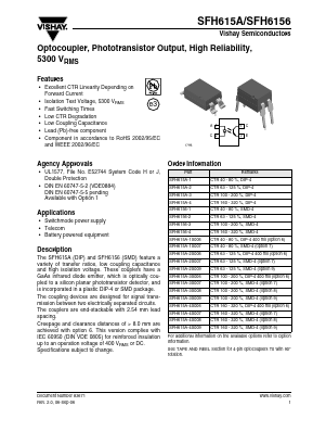 SFH615A-2X009 Datasheet PDF Vishay Semiconductors