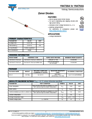 1N4739A Datasheet PDF Vishay Semiconductors