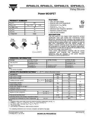 IRF840LCSPBF Datasheet PDF Vishay Semiconductors