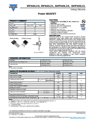 SIHF840LCL-E3 Datasheet PDF Vishay Semiconductors