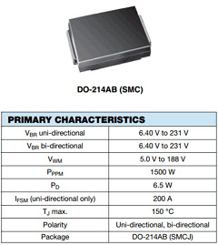 SMCJ7.5CAHE3/9AT Datasheet PDF Vishay Semiconductors