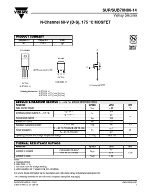 SUB70N06-14 Datasheet PDF Vishay Semiconductors