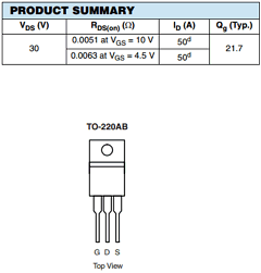 SUP50N03-5M1P-GE3 Datasheet PDF Vishay Semiconductors