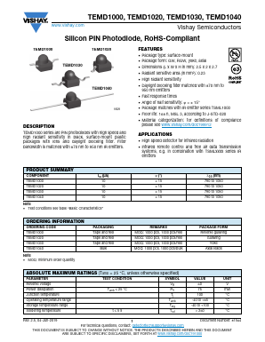 TEMD1000 Datasheet PDF Vishay Semiconductors