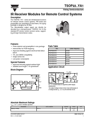 TSOP2256YA1 Datasheet PDF Vishay Semiconductors