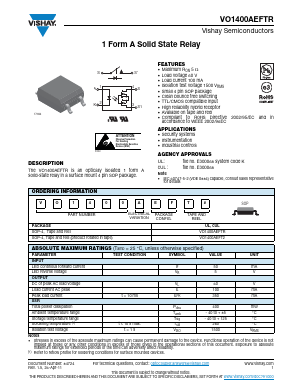 VO1400AEFT2 Datasheet PDF Vishay Semiconductors