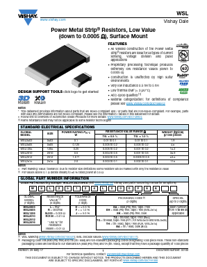 WSL0603R2500JEH Datasheet PDF Vishay Semiconductors