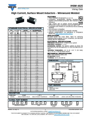 IHSM4825RE100K Datasheet PDF Vishay Semiconductors