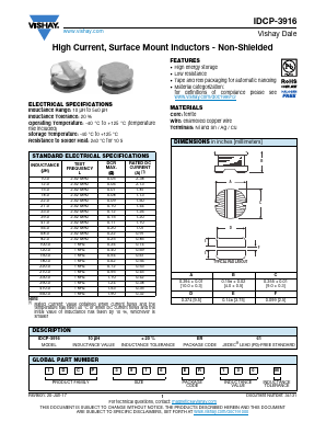 IDCP3916ER101M Datasheet PDF Vishay Semiconductors