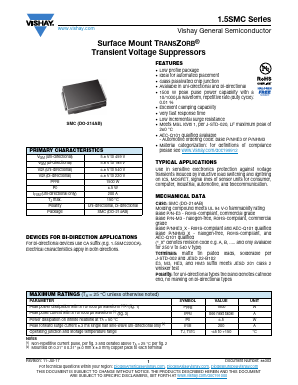 1.5SMC82CA-E3/9AT Datasheet PDF Vishay Semiconductors