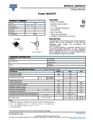 IRF9510 Datasheet PDF Vishay Semiconductors