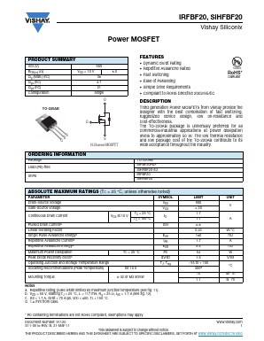 SIHFBF20-E3 Datasheet PDF Vishay Semiconductors
