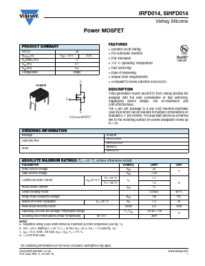SIHFD014-E3 Datasheet PDF Vishay Semiconductors