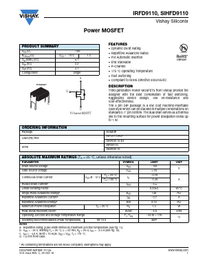 SIHFD9110 Datasheet PDF Vishay Semiconductors