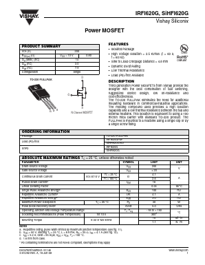 SIHFI620G Datasheet PDF Vishay Semiconductors