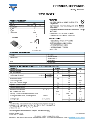 SIHFP27N60K Datasheet PDF Vishay Semiconductors