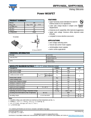 SIHFP31N50L Datasheet PDF Vishay Semiconductors