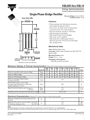 KBL005 Datasheet PDF Vishay Semiconductors