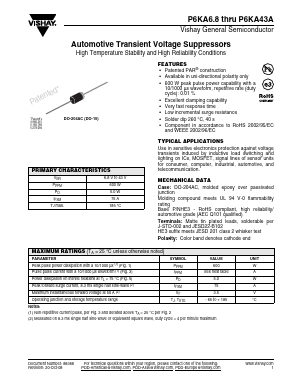 P6KA30AHE3/54 Datasheet PDF Vishay Semiconductors
