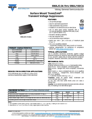 SMAJ90A-M3/61 Datasheet PDF Vishay Semiconductors