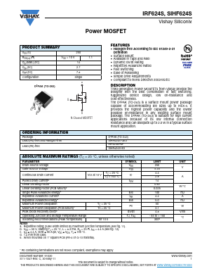 IRF624STRR Datasheet PDF Vishay Semiconductors