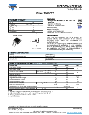 SIHFBF30S Datasheet PDF Vishay Semiconductors