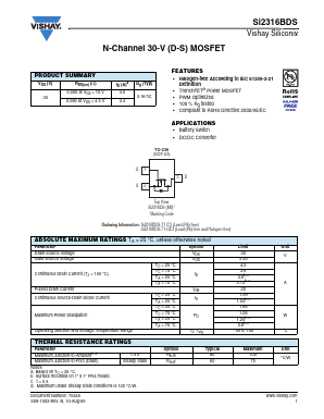 SI2316BDS Datasheet PDF Vishay Semiconductors