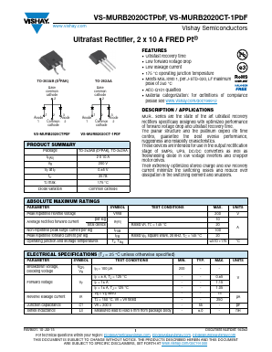 VS-MURB2020CT-1TRRPBF Datasheet PDF Vishay Semiconductors