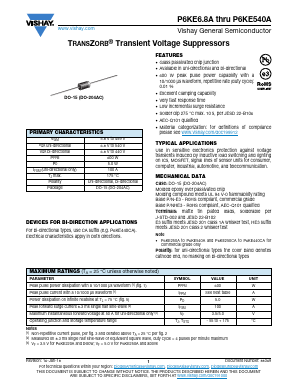 P6KE10-E3/51 Datasheet PDF Vishay Semiconductors