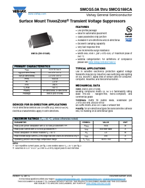 SMCG120CA-M3/9AT Datasheet PDF Vishay Semiconductors