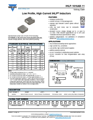 IHLP1616ABER1R0M11 Datasheet PDF Vishay Semiconductors