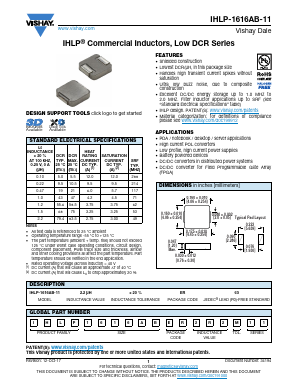 IHLP1616ABER1R2M11 Datasheet PDF Vishay Semiconductors