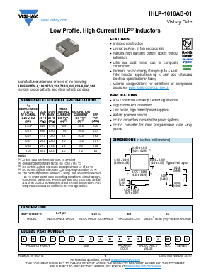 IHLP1616BZERR22M01 Datasheet PDF Vishay Semiconductors