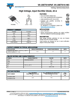 20ETS16PBF Datasheet PDF Vishay Semiconductors
