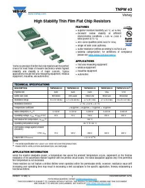 TNPW12061K50BEBD Datasheet PDF Vishay Semiconductors