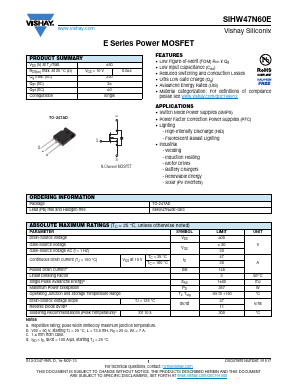 SIHW47N60E Datasheet PDF Vishay Semiconductors
