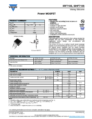 SIHF710STRL-GE3 Datasheet PDF Vishay Semiconductors